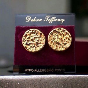 Debra Tiffany Ruffled Gold Stud Post Earrings